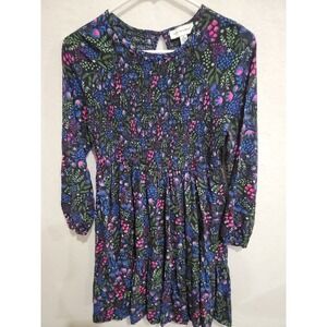 Free Assembly Girls XL 14-16 Smocked Drop Waist Floral Tiered Dress Long Sleeve